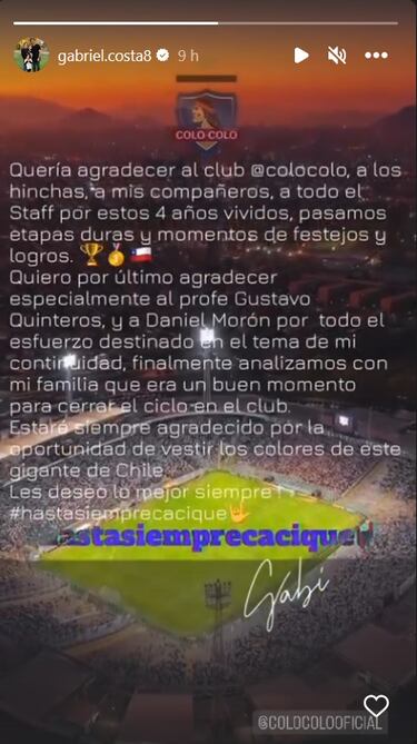 Costa se despide y le agradece a dos miembros de Colo Colo