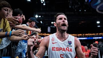 Rudy Fernández, alero de la Selección, tras la victoria contra Lituania en el Eurobasket.