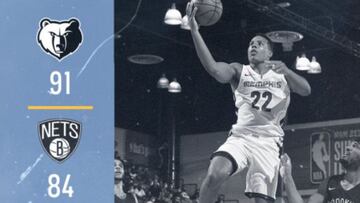 Santi Aldama, de los Grizzlies, anotó 4 puntos en su debut. Desmond Bane, con 32, fue el jugador más destacado del partido. Memphis se impuso a los Nets.
