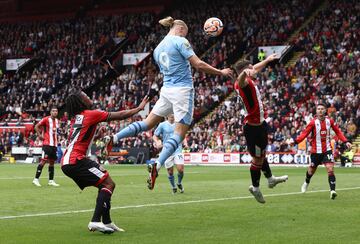 The Norwegian forward uses his height and strength to overpower defenders.