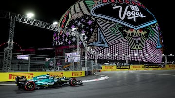 Formula One F1 - Las Vegas Grand Prix - Las Vegas Strip Circuit, Las Vegas, Nevada, U.S - November 18, 2023 Aston Martin's Fernando Alonso in action in front of the sphere during qualifying REUTERS/Mike Blake