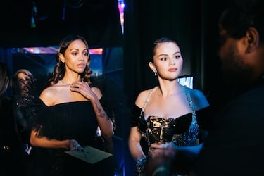 Zoe Saldaña y Selena Gomez durante los premios BAFTA 2025.