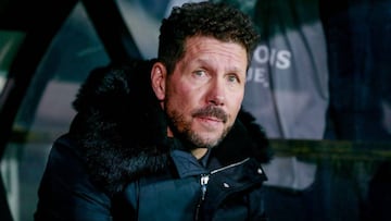 Simeone, durante el Brujas-Atlético de Champions.