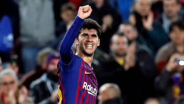 Ale&ntilde;&aacute; celebra su gol con el Barcelona.