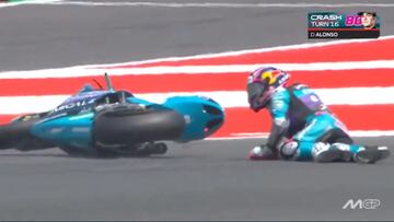 David Alonso no terminó el GP de Indonesia por esta dura caída.