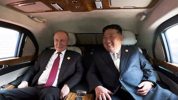 Russian President Vladimir Putin and North Korean leader Kim Jong Un sit in a vehicle during their visit to Beijing to attend China's commemoration of the 80th anniversary of the end of World War Two, in Beijing, China, September 3, 2025, in this picture released by North Korea's official Korean Central News Agency. KCNA via REUTERS ATTENTION EDITORS - THIS IMAGE WAS PROVIDED BY A THIRD PARTY. REUTERS IS UNABLE TO INDEPENDENTLY VERIFY THIS IMAGE. NO THIRD PARTY SALES. SOUTH KOREA OUT. NO COMMERCIAL OR EDITORIAL SALES IN SOUTH KOREA. TPX IMAGES OF THE DAY