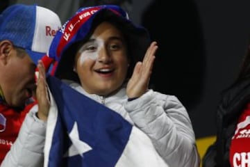 Futbol, Chile v Jamaica.
Partido amistoso 2016.
Hinchas de la seleccion chilena alientan, antes del partido con Jamaica en el estadio Sausalito de ViÃ±a del Mar, Chile.
27/05/2016
Marcelo Hernandez/Photosport**********

Football, Chile v Jamaica.
Chile's fans cheer before the game against Jamaica for friendly football match held at the Sausalito stadium in Vina del Mar, Chile.
27/05/2016
Marcelo Hernandez/Photosport