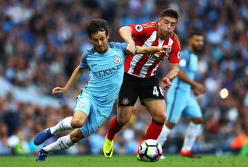 David Silva con el Manchester City.