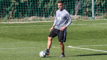 Juan Cala, en un entrenamiento del Cádiz.