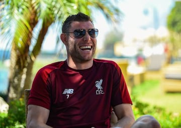 Enjoying life | James Milner of Liverpool is interviewed by the national media during the Liverpool warm weather training camp on May 22.