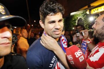 El Atlético de Madrid celebra el título de Liga en el restaurante Asador Donostiarra. Diego Costa.