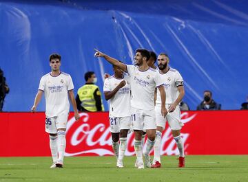 4-1. Marco Asensio celebra el cuarto gol.