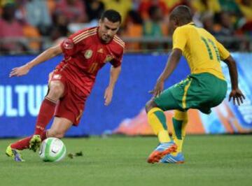 Pedro Rodriguez durante el partido amistoso entre Sudáfrica y España en el estadio Soccer City de Soweto.
