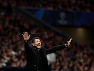Simeone, en el Atlético-Barça.
