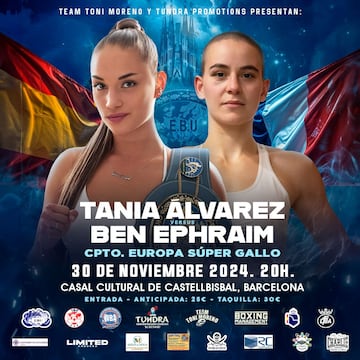 Cartel del combate entre Tania Álvarez y Ven Ephraim por el EBU del peso supergallo.