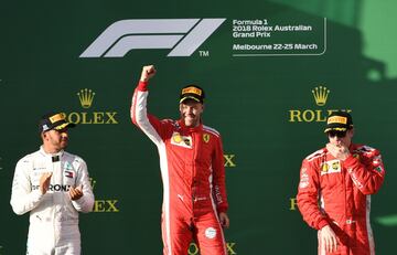 Sebastian Vettel, Lewis Hamilton y Kimi Raikkonen.