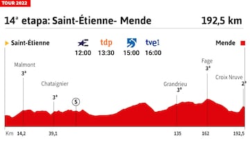 Perfil de la etapa 14 del Tour de Francia 2022.