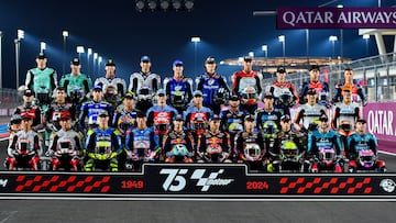 La parrilla de Moto2 para Moto3 en la recta de Qatar.