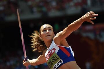 August 23, 2015: Britain's Jessica Ennis-Hill in javelin event of the women's heptathlon at the IAAF World Championships in Beijing.