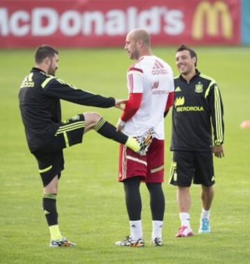 David Villa, Pepe Reina y  Santi Cazorla.