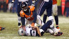 during overtime action against the New England Patriots during the game at Sports Authority Field at Mile High in Denver, CO, November 29, 2015.
 Photo by Gabriel Christus