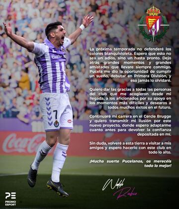 Waldo se despide de la afición del Real Valladolid.