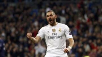 Benzema celebra un gol.