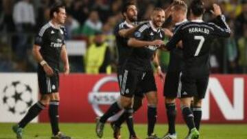 Benzema celebra su gol al Ludogorets.