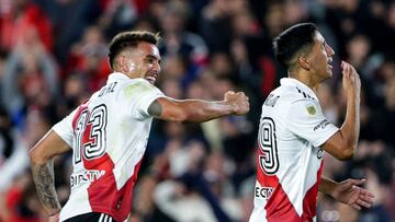 BUENOS AIRES, ARGENTINA - APRIL 13: Rodrigo Aliendro of River Plate celebrates after scoring the team's second goal during a Liga Profesional 2023 match between River Plate and Gimnasia y Esgrima La Plata at Estadio M·s Monumental Antonio Vespucio Liberti on April 13, 2023 in Buenos Aires, Argentina. (Photo by Daniel Jayo/Getty Images)