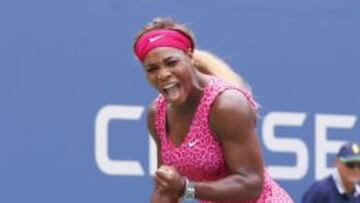 Serena Williams durante el encuentro de octavos de final disputado hoy en el US Open ante la estonia Kaia Kanepi.