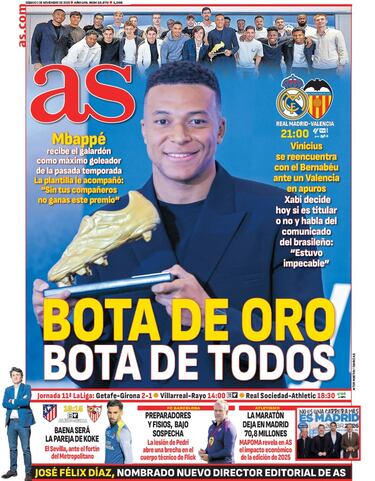 Las portadas de AS de noviembre
