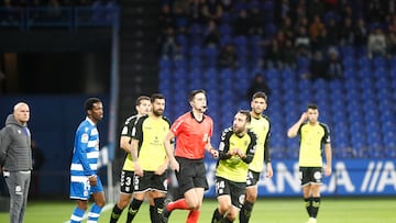 El Tenerife, en su última visita a Riazor, el 20 de diciembre de 2019.
