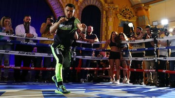 Vasyl Lomachenko durante un entrenamiento p&uacute;blico en Los &Aacute;ngeles