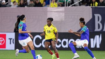 Linda Caicedo en el partido Colombia – Brasil, jornada 2 de la Copa de Oro Femenina.