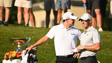 MEMPHIS, TENNESSEE - AUGUST 12: Patrick Cantlay and Rory McIlroy of Northern Ireland at the 10th tee during the second round of the FedEx St. Jude Championship at TPC Southwind on August 12, 2022 in Memphis, Tennessee. (Photo by Tracy Wilcox/PGA TOUR via Getty Images)