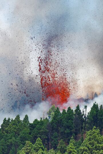 La erupción volcánica ayer (domingo 19 de septiembre) en los alrededores de Las Manchas, en El Paso (La Palma), después de que el complejo de la Cumbre Vieja acumulara miles de terremotos en la última semana, conforme el magma iba presionando el subsuelo en su ascenso. Las autoridades habían comenzado horas antes evacuar a las personas con problemas de movilidad en cuatro municipios.