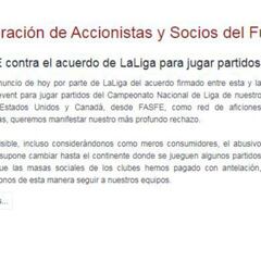 FASFE ve "inadmisible" el acuerdo para jugar en EE UU