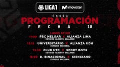 Fase 1 de la Liga 1 2020: horarios, partidos y fixture de la fecha 10