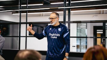Pellegrino Matarazzo, entrenador de la Real Sociedad, en el encuentro con los medios de comunicación en Zubieta.