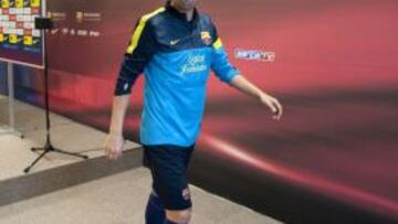 David Villa saliendo de la sala de prensa del FC Barcelona.