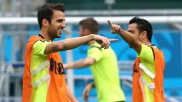 Cesc F&aacute;bregas, en un entrenamiento de Espa&ntilde;a.