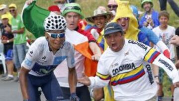 Animador del Tour. Nairo Quintana dio vida a la carrera con su ataque ante la euforia de los aficionados colombianos que le animaron durante el recorrido.