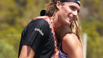 Stefanos Tsitsipas y Paula Badosa, en el Mallorca Championships.