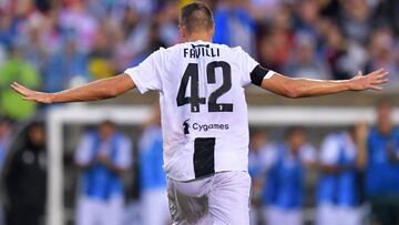 PHILADELPHIA, PA - JULY 25: Andrea Favilli #42 of Juventus celebrates after scoring a goal during the game against Bayern Munich during the International Champions Cup 2018 match between Juventus and FC Bayern Munich at Lincoln Financial Field on July 25,