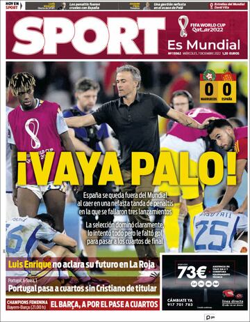 La eliminación de España protagonista en las portadas