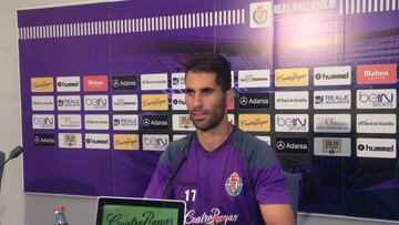 Javi Moyano, capit&aacute;n del Real Valladolid, en rueda de prensa.