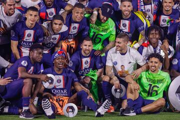 Is Messi smiling? The Argentine does his best Mona Lisa impression on his last day with PSG. 