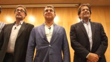 Benedito, Laporta y Freixa, en el debate de precandidatos.