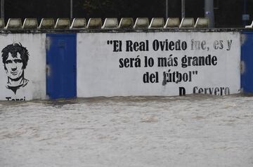 El Real Oviedo no ha podido entrenarse hoy en El Requexón debido a las inundaciones en la ciudad deportiva causadas por las continuas lluvias de estos días en Asturias.