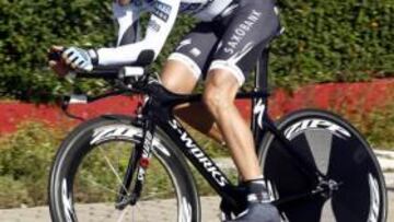 <b>PREPARADO. </b>Contador, en una crono con el Saxo Bank.